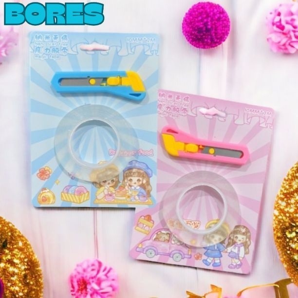 

BORES Cutter Mini Portable Dan Double Tape Gel 2 In 1 Kater Kecil Polos Pemotong Kertas Paper Cutter Isolasi Bening 2 Sisi Anti Air Travel Kit Tape Multifungsi Perekat Dinding Tembok Tanpa Bekas Selotip Super Kuat Waterproof