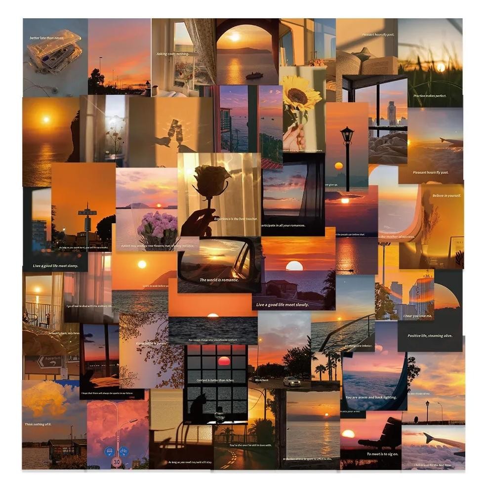 

10/30/60Pcs Retro Sunset Waterproof Graffiti Sticker Aesthetic Decorative Luggage Laptop Phone Fridge Scrapbook Kids Stickers