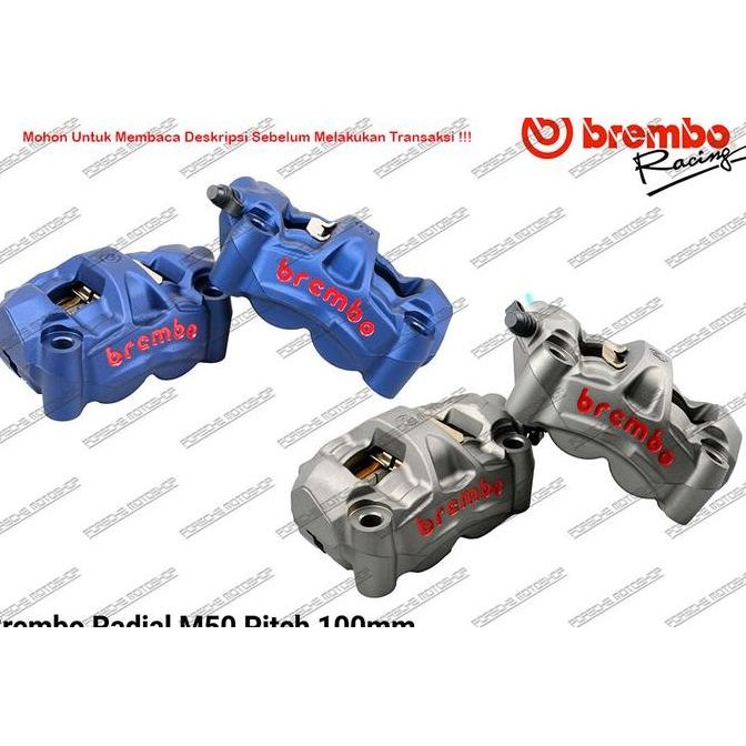 Kaliper Brembo M50 100mm  Kiri Kanan Original Grey / Blue murah