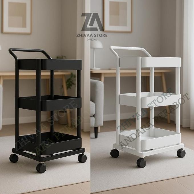 Rak Troli Roda 3 Susun Rak Kamar Tidur Rak Dorong Trolley Baju Bayi