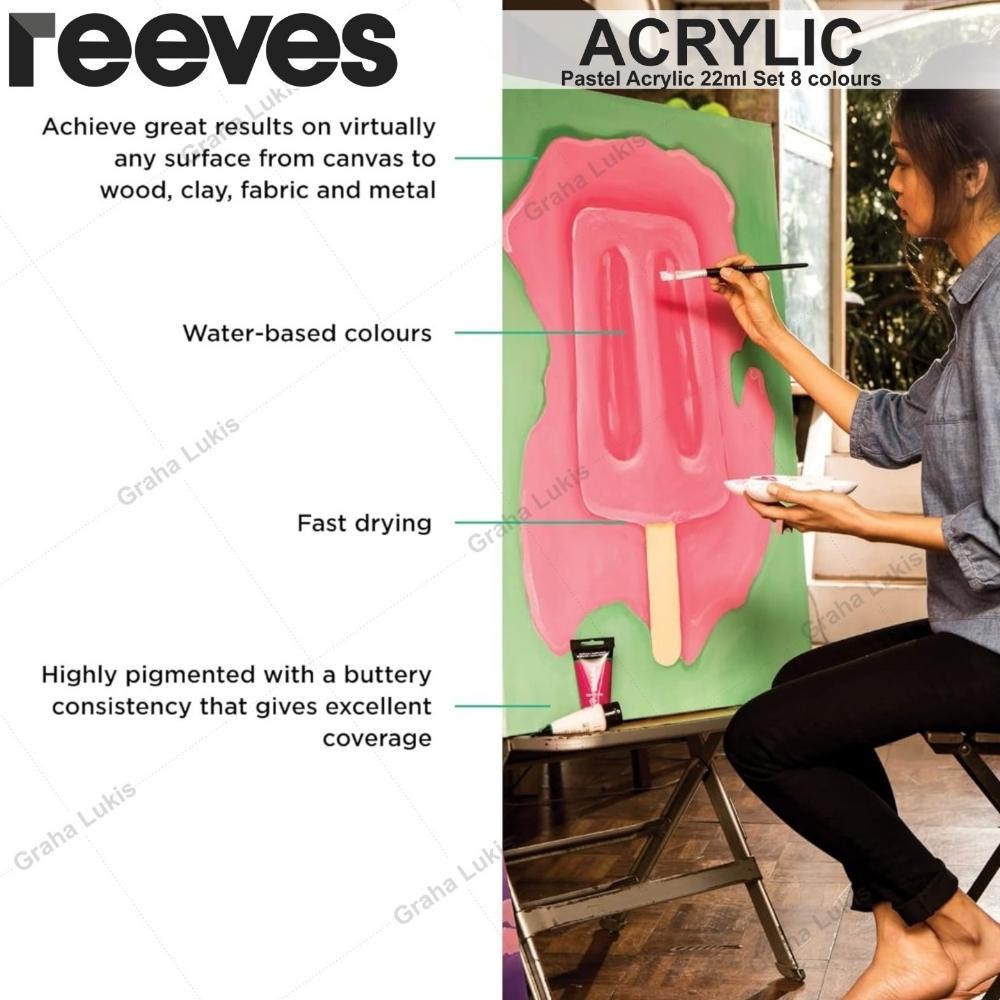 

Reeves Acrylic Artists 8x22ml Color Paint Set Pastel Terlaris