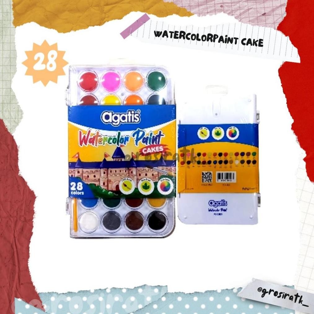 

AGATIS ECO 28 COLORS SOLID WATERCOLORPAINT CAKE SET / CAT AIR Terlaris