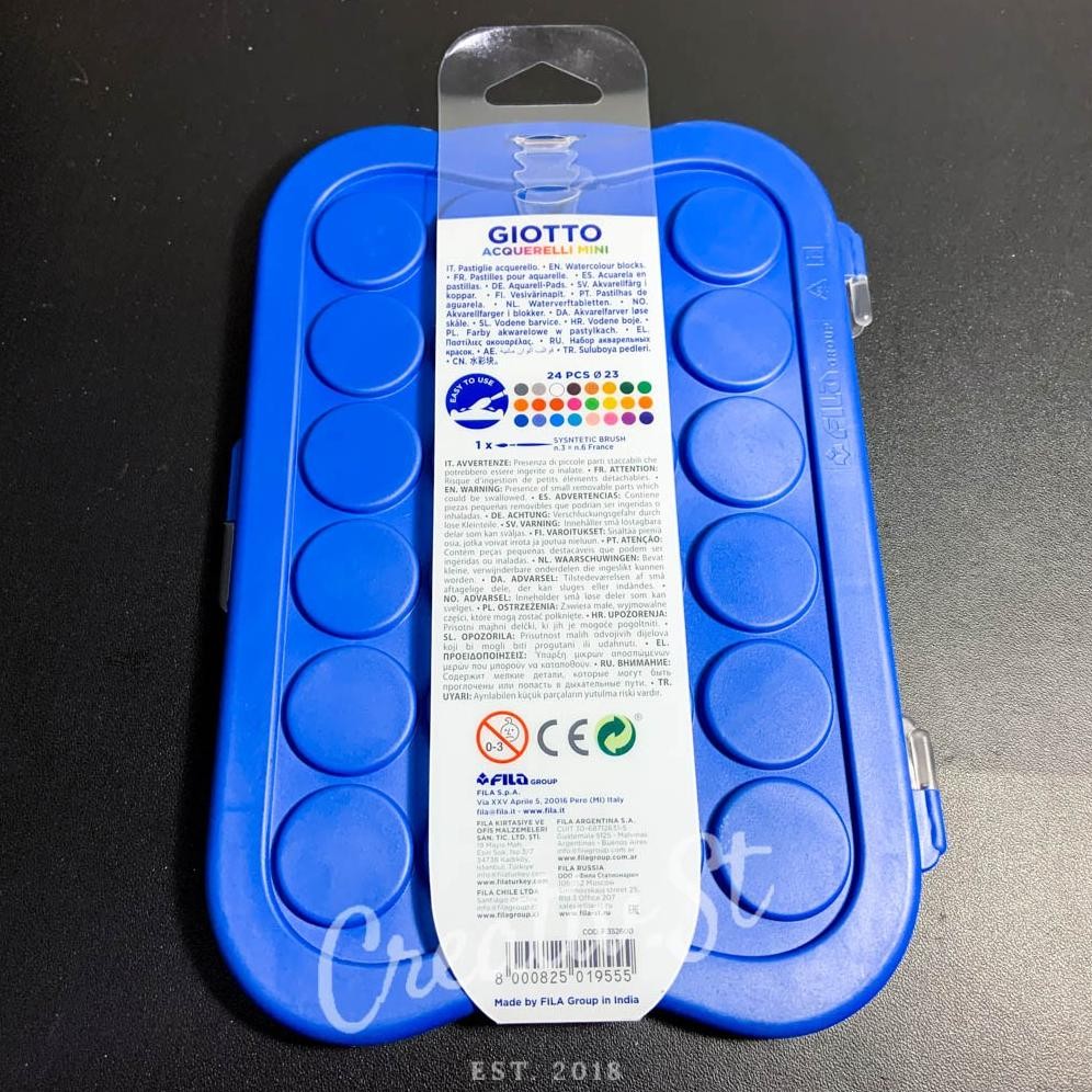 

GIOTTO Acquerelli Mini 24 Warna Cat Air 23 Mm Padat GIOTTO Watercolor Solid Water Color Terlaris