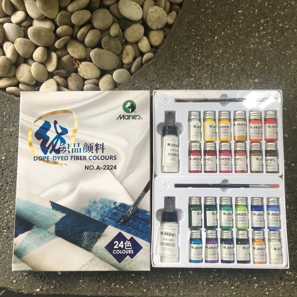 

Maries Fabric Color Paint Set 24 Colors - Cat Lukis Kain Textile Marie's 24 warna Tekstil Leather Textil Custom Baju Denim Tas Sepatu Jaket Terlaris