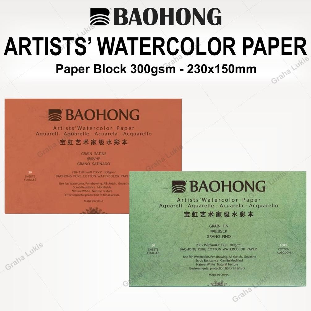 

Baohong Artists Watercolor Block 230x150mm 300gsm 100% Cotton Terlaris