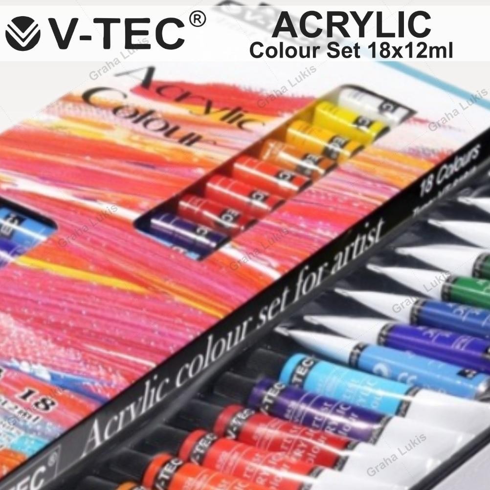 

V-Tec Acrylic Color Set 18x12Ml / Cat Akrilik V-Tec 818-A Terlaris