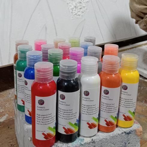 

Cat Akrilik / Lukis / Kanvas / Mural Paket 4 warna isi 100 ML per botol Farrel Acrylic Colour Terlaris