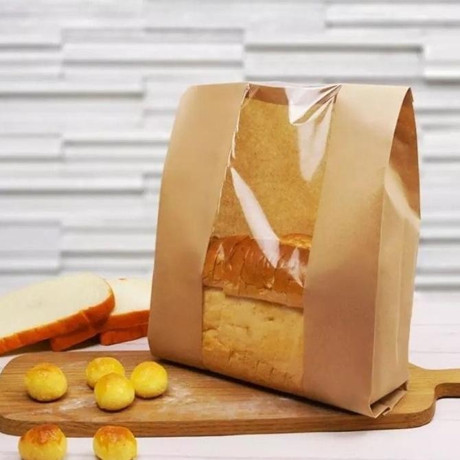 (Expert) PLASTIK ROTI TAWAR TOAST BAG POLOS KRAFT 250gr 33x16cm