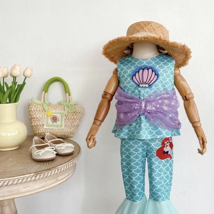 Promo Setelan Mermaid Ariel Anak Perempuan/ Baju Mermaid Anak/ Celana Mermaid/Baju Disney Ariel Merm