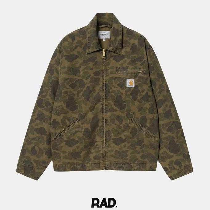 Sale Carhartt Wip Duck Detroit Jacket Camo Duck, Green - Office Green (Garment Dyed) Original