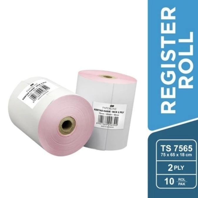 

Paperline Kertas Telstruk / Kertas Kasir 2 Ply NCR 75x65 (Isi 10 Rol) RB07