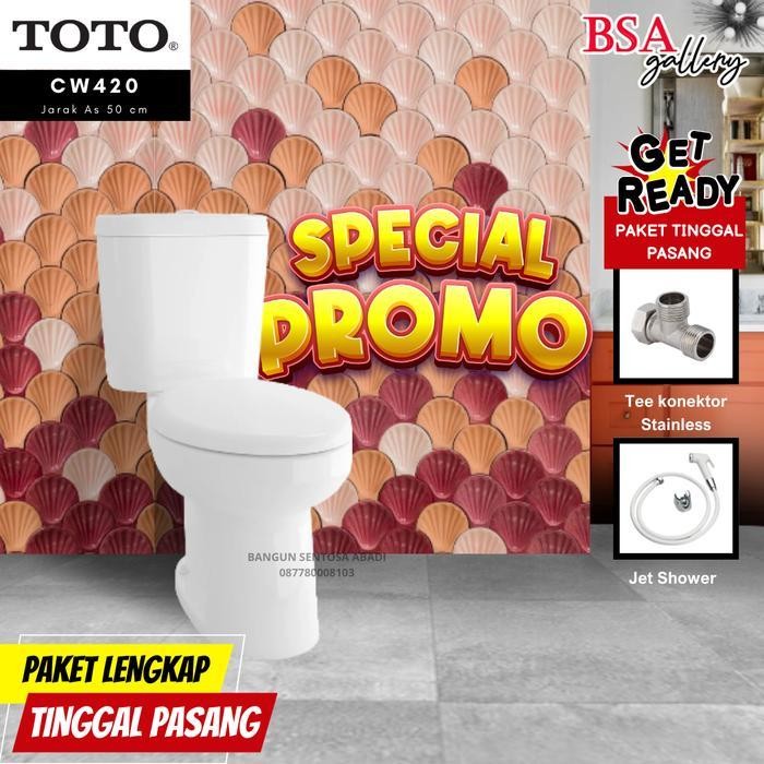 Kloset Duduk Toto Cw 420 J Lengkap Jet Shower + Tee Cw 420J Toilet Original Dan Terpercaya