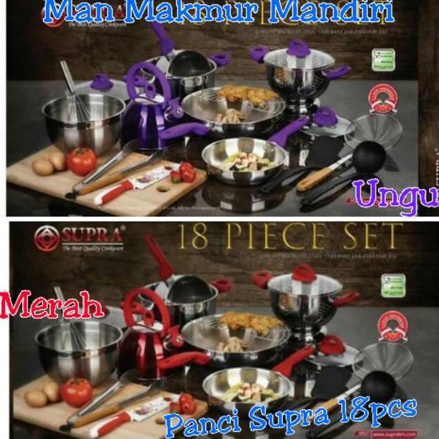 termurah set panci supra 18 pcs - stainless steel anti karat berkualitas
