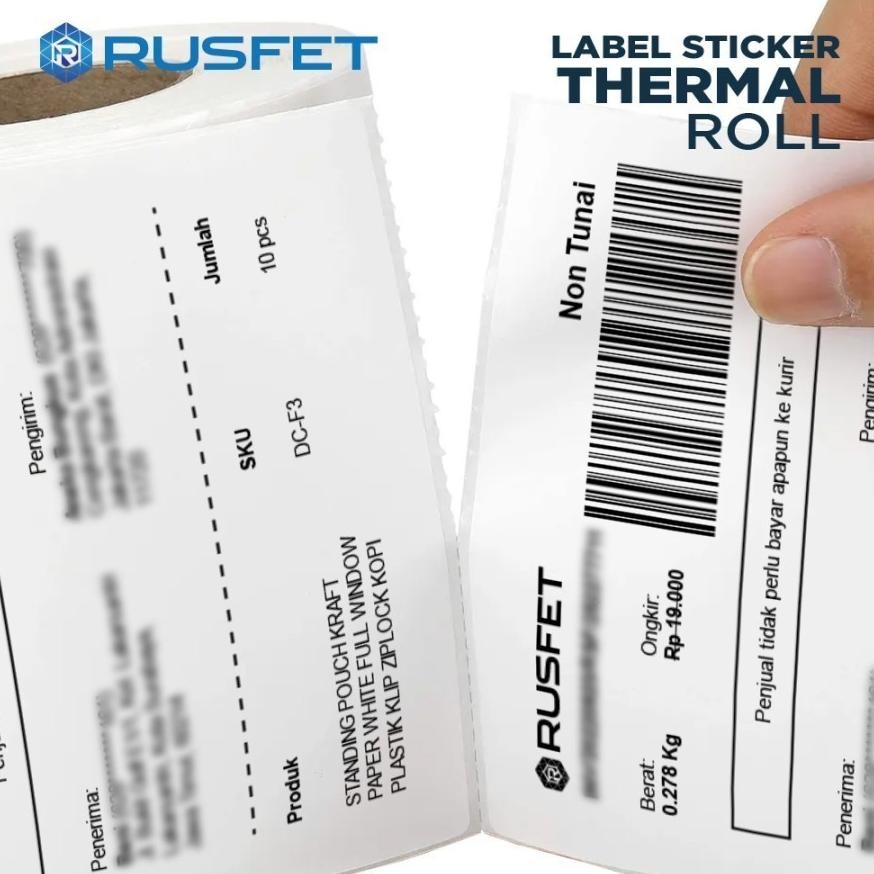 

Label Sticker THERMAL ROLL Resi Online 10x10cm 500pcs Rusfet RB07