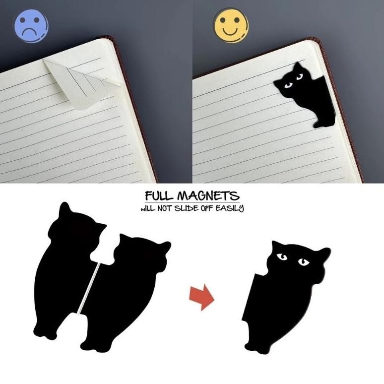

Pembatas Buku Bookmark Magnetic Set (6pcs) Motif Cat Kucing Lucu Unik Simple Decor Stationery RB07