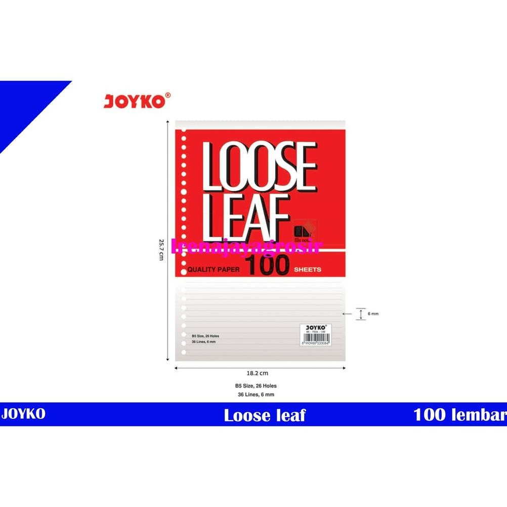 

JOYKO B5 Loose Leaf / Isi Kertas File / Binder ISI 100 Lembar RB07