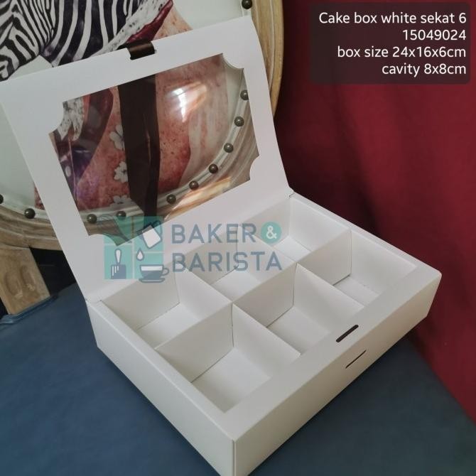 (Expert) cakebox white sekat 6 / 9 box mini cake dessert premium mika kotak kue