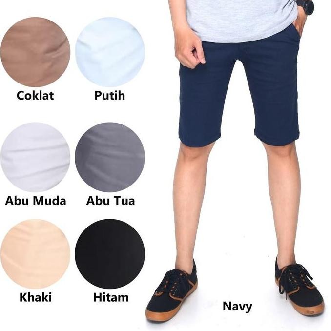 Celana Pendek Chino Twill Stretch Pria Dewasa Hitam Putih