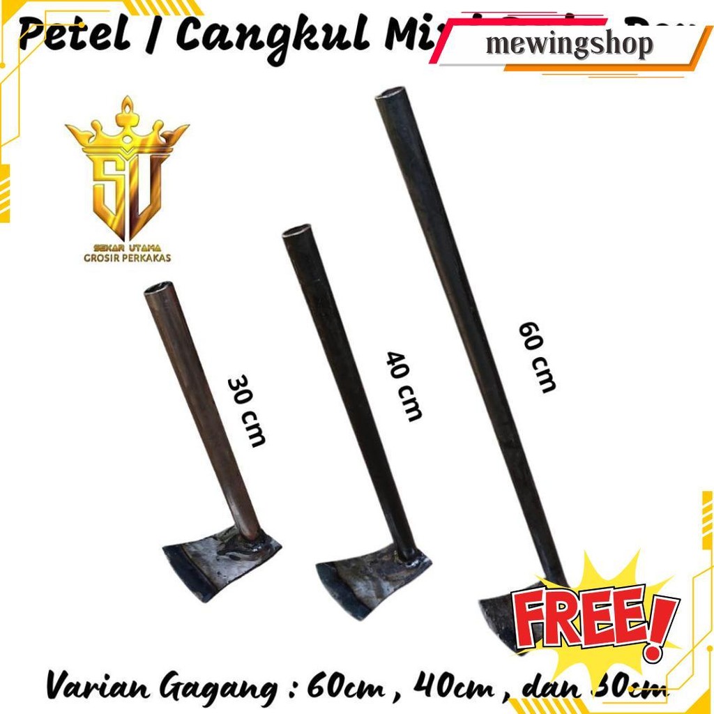 Cangkul Kecil Baja Per Mobil/ Petel Wangkil/ Cangkul Mini Full Besi Bahan Baja Per Ukuran 30 40 60 T