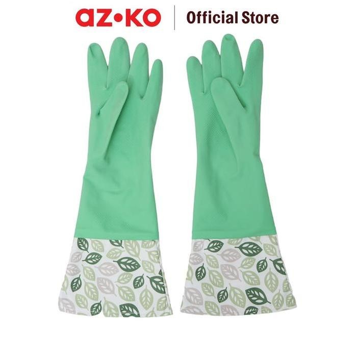 

Terlaris Azko Proclean Sarung Tangan Dapur Printed Cuff Rubber Cleaning Hand Gloves Cleaning Tools Pelindung Tangan Kebersihan Elastis Reusable Anti Slip Gloves - Hijau