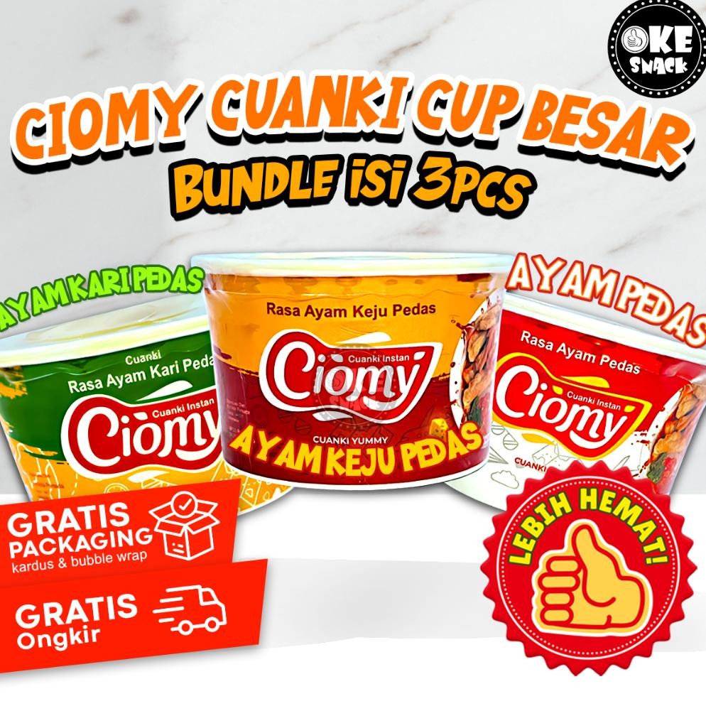 

Baru Paket Hemat Ciomy Cup Besar Isi 3 Varian: Keju, Kari, Ayam Keju Pedas | Cuanki Instan Enak