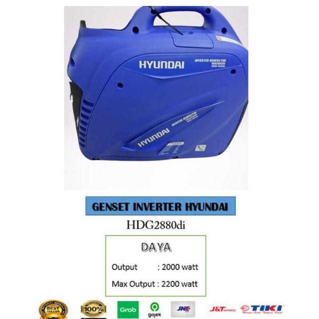 

Terlaris Hyundai Genset Inverter 2880Di + Kabel+ Oli Dan Petralite 2 Liter