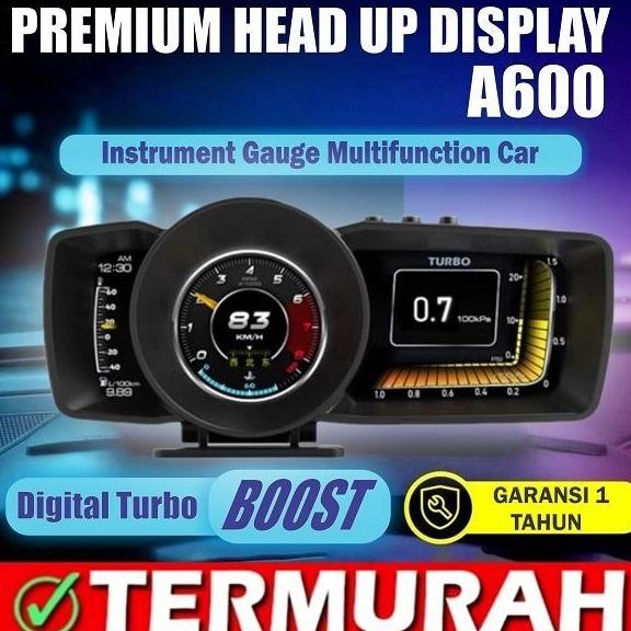 PENGUKUR OTOMATIS A600 HUD GPS + SISTEM OBD, SPEEDOMETER KOMPUTER