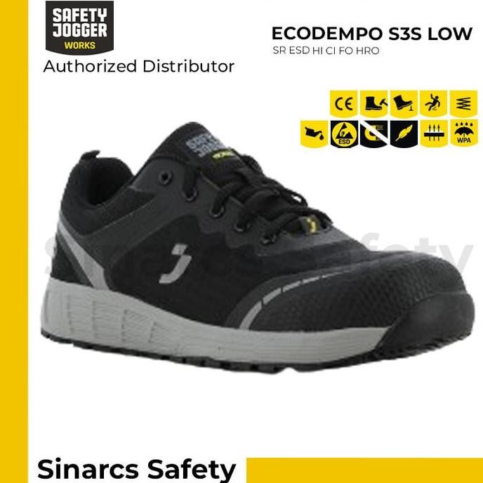 

Terlaris Sepatu Safety Jogger Ecodempo S3S Low - Black / Hitam