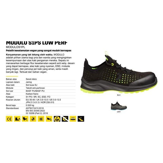 

Terlaris [Free Sarung Tangan] Sepatu Safety Jogger Modulo S1Ps Low Perf Grey Sepatu Safety Shoes Kerja Proyek Sporty Nano Carbon Toecap Metal Free Anti Paku Esd
