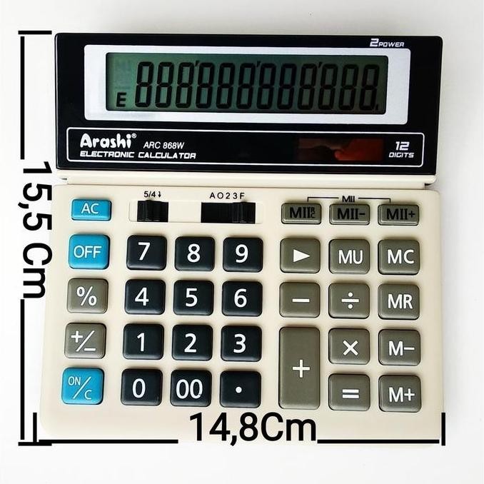 

restock Arashi Calculator ARC 868W kalkulator 12 Digit Layar Besar Solar Panel