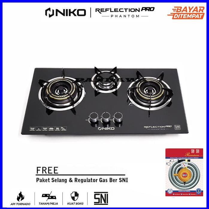 

Terlaris Niko Reflection Pro Phantom Kompor Gas Tanam Kaca 3 Tungku Tempered Glass - Bisa Tanam & Meja
