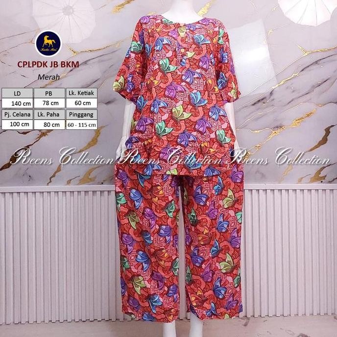 ready stock Batik Kuda Mas Setelan CPLPDK Jumbo LD-140 Busui 3 Kancing | Piyama Rayon Panjang Lengan
