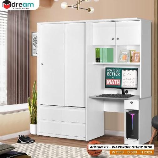 Terlaris Mobelio - Lemari Pakaian Dan Meja Belajar Set Minimalis - Wdsd