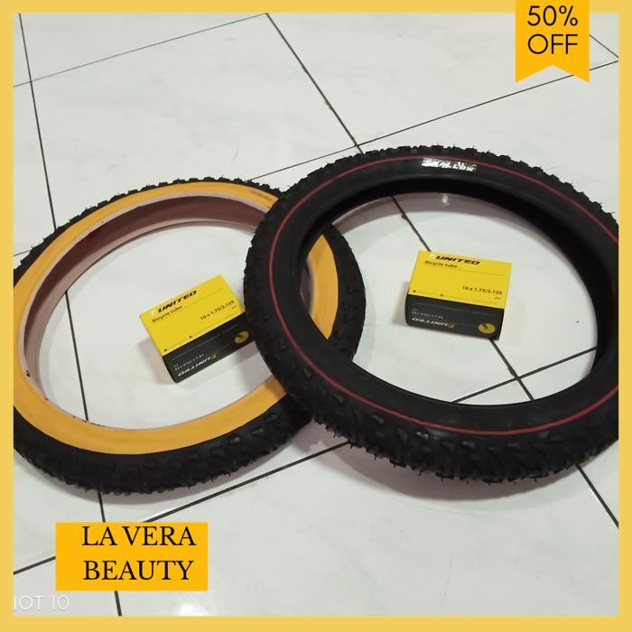 1 SET BAN 16 X 1.75 LUAR + DALAM UNITED SEPEDA LIPAT / ANAK 16" 175 PROMO TERBARU