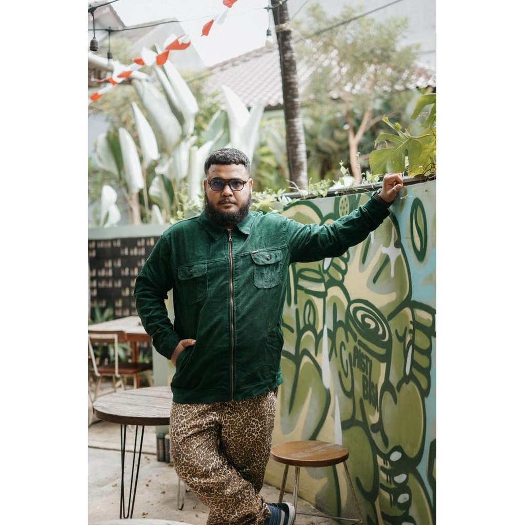 Promo Jaket Jumbo Pria orduray Fatgoods Hijau Botol