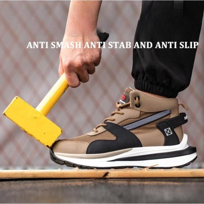 

Terlaris Sepatu Sneakers Safety Kerja Casual Hitam Sporty V.11 Import Pria Wanita Ringan Ujung Di Lapisi Besi Safety Shoes Black And Brown