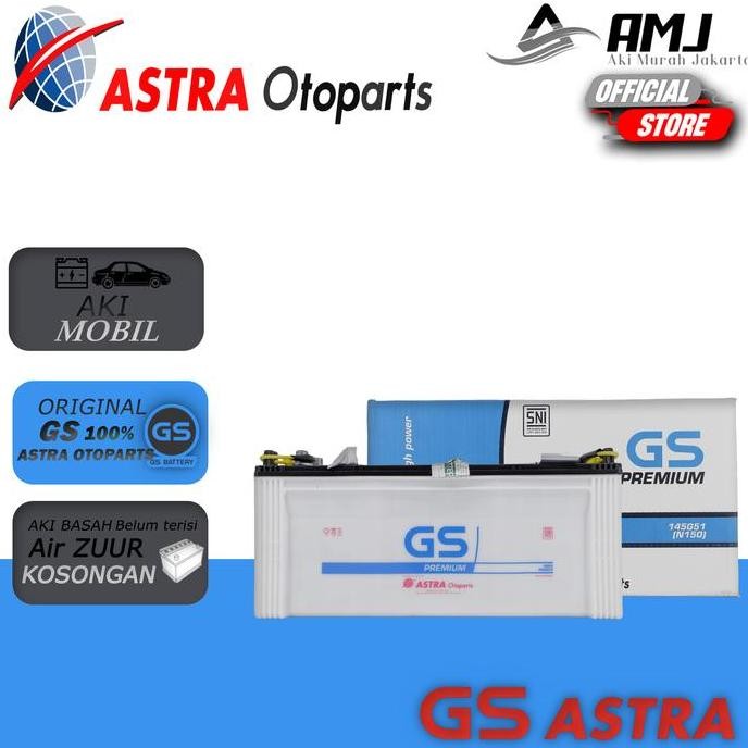 

Terlaris Aki Genset Gs Premium Astra N150 / 145G51 Aki Basah 12V / 150Ah