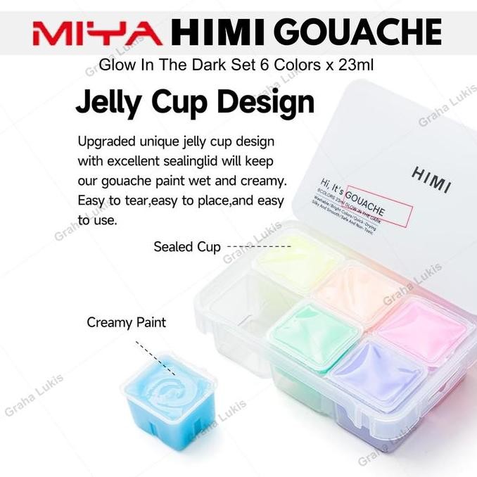

ready Miya Himi Gouache Set 6 Colors x 23ml / Glow In The Dark - Cat Gouache