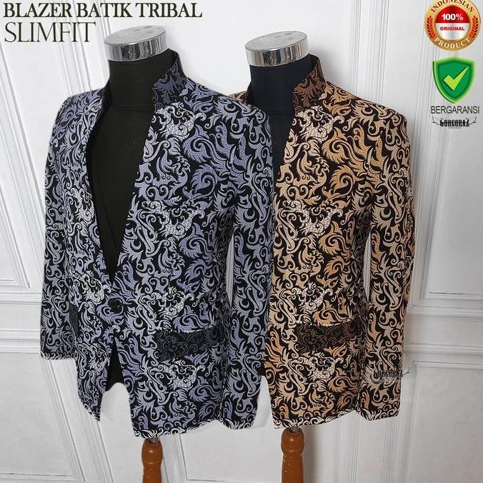 jas batik blazer batik pria keren slimfit modern chiangi gorgoraz murah