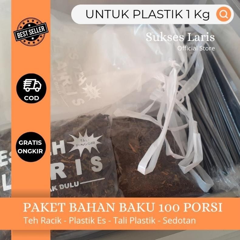 

Kolas Paket Bahan Baku Dan Kemasan 100 Porsi / Teh / Plastik Es / Sedotan / Es Teh Tali Pinggir Racikan Bahan Baku Es Teh Laris Dengan Plastik Es / Plastik 1 Kg 15 X 27