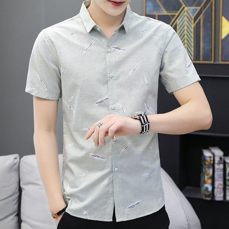 Kemeja Lengan Pendek Pria Baru Musim Panas Gaya Korea Kemeja Trendy Kemeja Fashion Pria