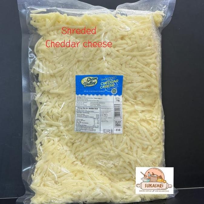 

Promo Green Valley Shreded Cheddar Cheese 1Kg Keju Cheddar Parut