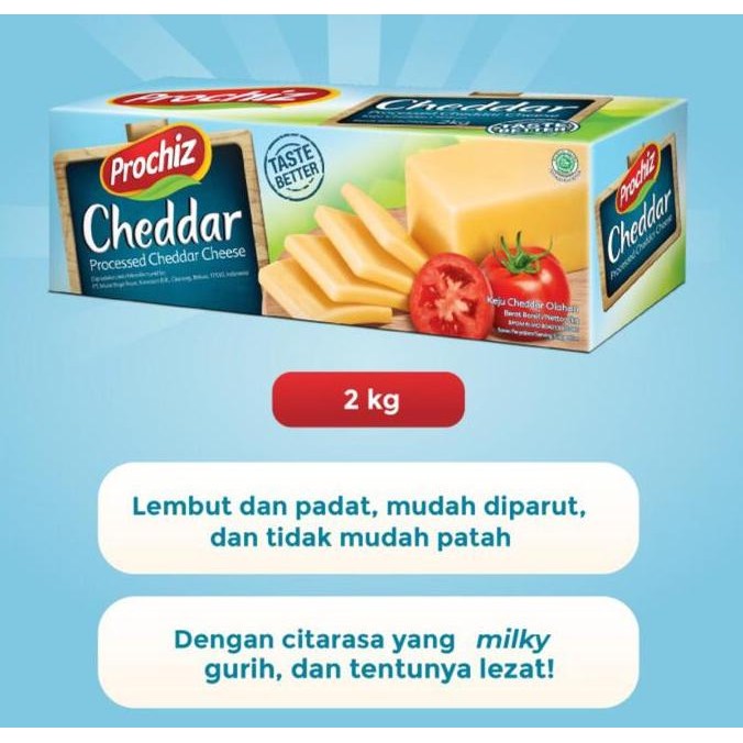

Promo Keju Cheese Cheddar Prochiz Premium 2 Kg