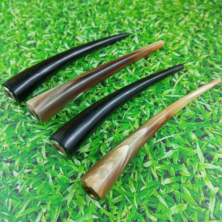 Original Pipa Rokok Once Tanduk Bule/Hitam Panjang 12-13Cm - Handmade Lokal Unik