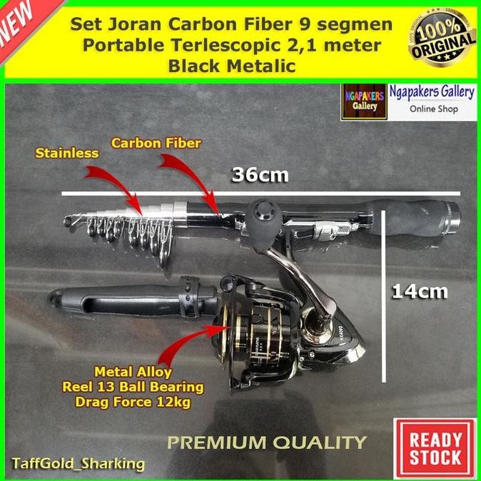 '' Set Joran Mini Carbon Fiber Pro Portable Telescopic Premium Metalic ''