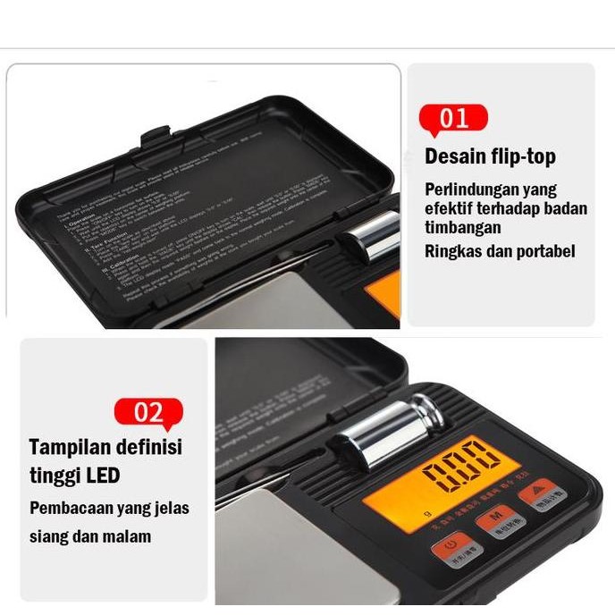COD Timbangan Digital Perhiasan 50 gram 0.001g Presisi Profesional Untuk Emas Berlian Obat / Timbang