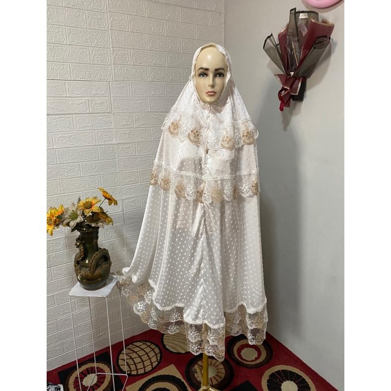 mukena armani uragiri susun twotone/renda putih senada AST