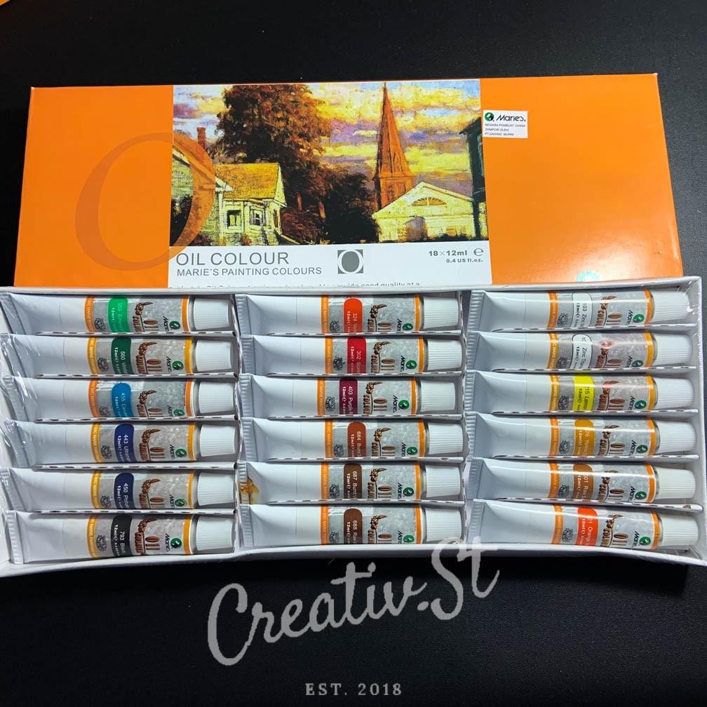 

MARIES Cat Minyak Oil MARIES 18 Warna 1388B Set Paint Lukis Oil Painting 12 Ml SV9