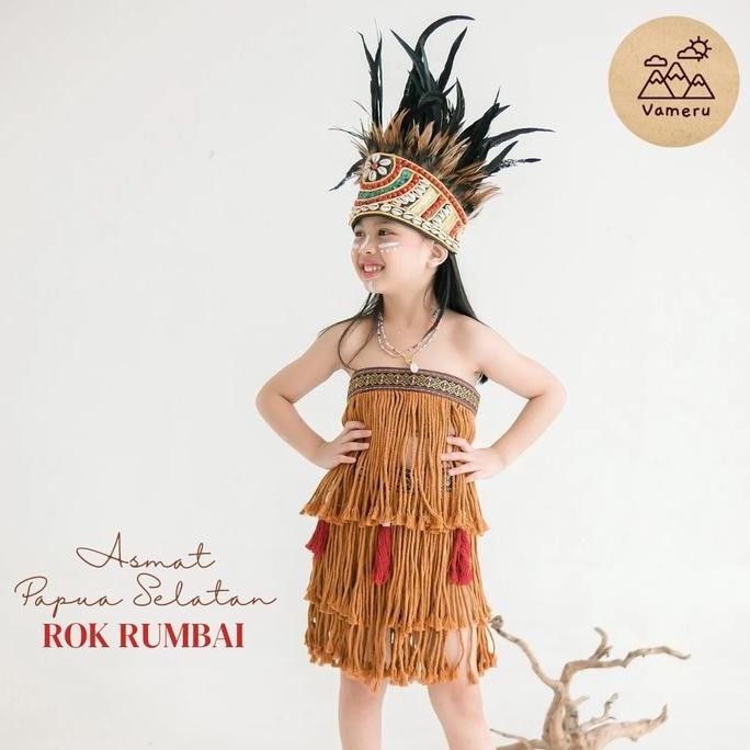 BAJU ADAT ANAK PAPUA ASMAT PAPUA SELATAN PEREMPUAN