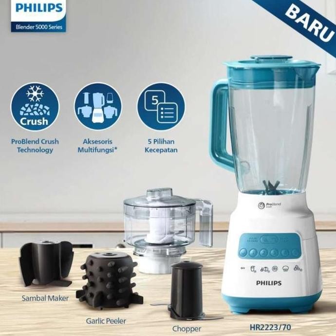 Terlaris Blender Philips Hr2223/70 [4In1 ]Choper Sambel Maker Pengupas Bawang Ready Stok
